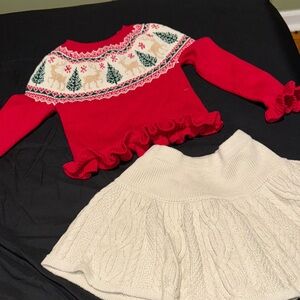 Tahari Red and Cream Knit Sweater